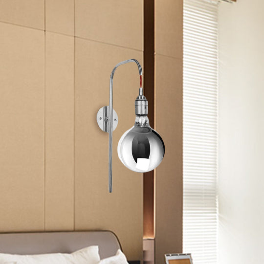 Modern Chrome/Gold Sconce Light With Clear Glass Globe Fixture For Living Room