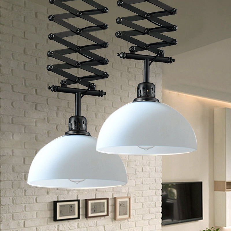 Industrial Style Dome Ceiling Light With Extendable Arm Metallic Finish 1 Bulb Black/White