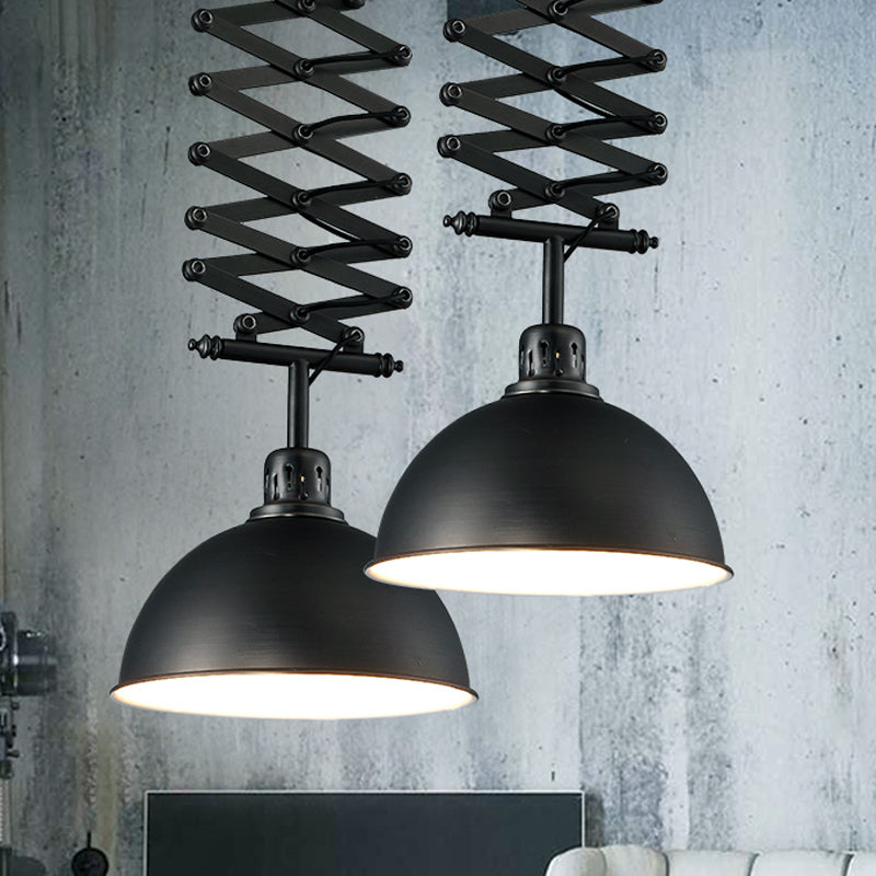 Industrial Style 1 Bulb Metal Dome Ceiling Light - Extendable Pendant for Balcony - Black/White