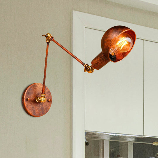 Antique Style Rust Domed Wall Light With Swing Arm - Ideal For Reading And Living Room Décor