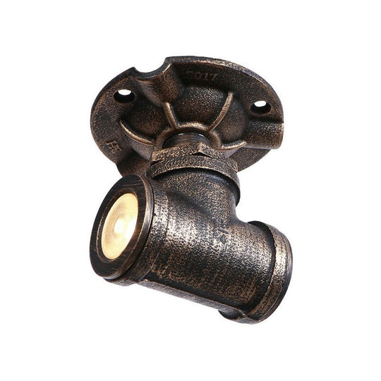 Rustic Industrial Antique Brass Water Pipe Ceiling Light with 1 Metal Semi Flush Mount - Perfect for Hallways