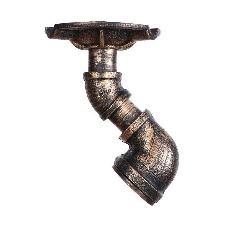 Rustic Industrial Antique Brass Water Pipe Ceiling Light with 1 Metal Semi Flush Mount - Perfect for Hallways