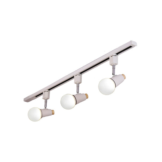 Industrial Metallic Linear Ceiling Light - 3/4 Heads Adjustable Semi Flush Track Fixture With Cup