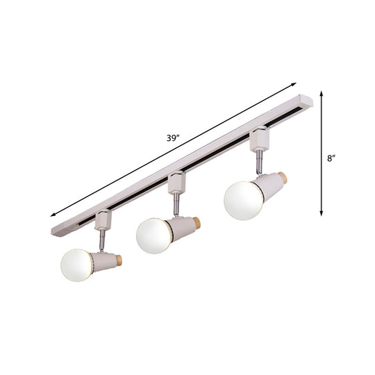 Industrial Metallic Linear Ceiling Light - 3/4 Heads Adjustable Semi Flush Track Fixture With Cup