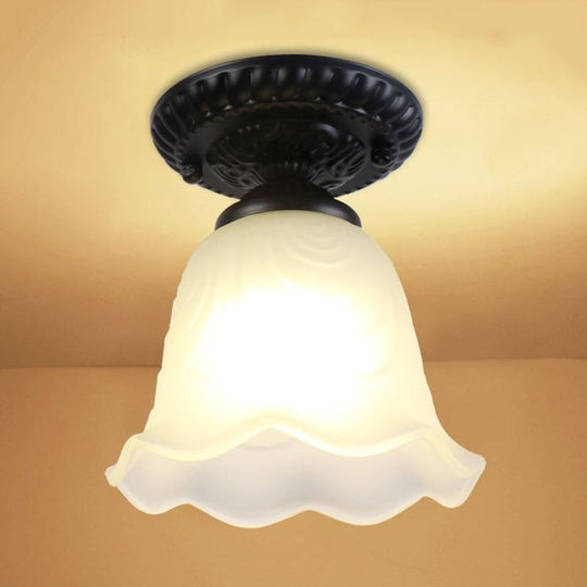 Semi Flush Mount Clear Glass Cone Industrial Ceiling Light Fixture With One Bulb In