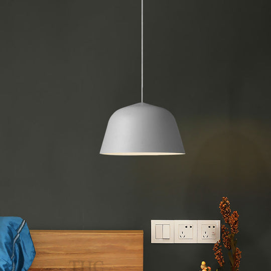 Nordic Style Dome Hanging Ceiling Light - 10/16 Dia Metal Pendant Lamp In Black/Green For Bedroom