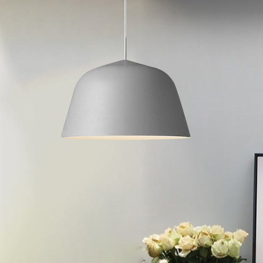 Nordic Style Dome Hanging Shade Ceiling 1 Light Metal Pendant Lamp in Black/Green for Bedroom