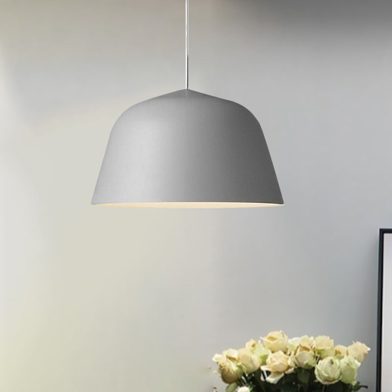 Nordic Style Dome Hanging Ceiling Light - 10/16 Dia Metal Pendant Lamp In Black/Green For Bedroom