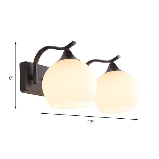 Industrial Black Bubble Frosted Glass Wall Sconce - 2-Light Living Room Lighting Fixture