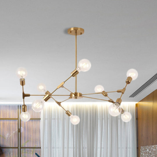 Metallic Black/Gold Chandelier: Modern 6/8 Light Industrial Ceiling Fixture For Bedroom