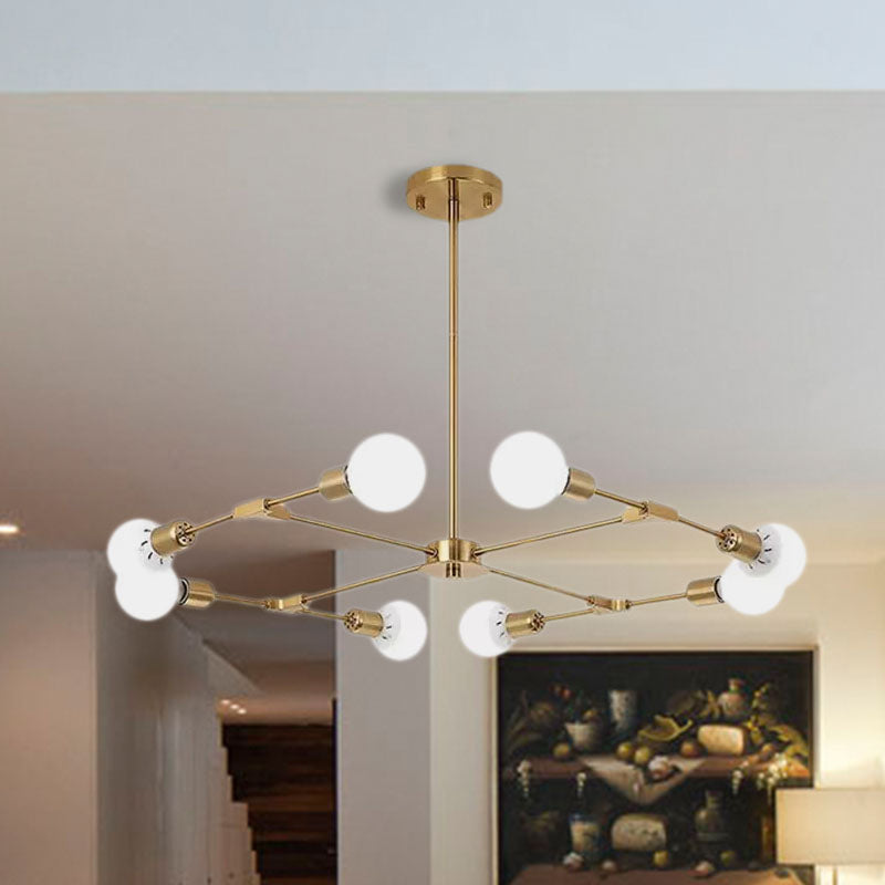 Metallic Black/Gold Chandelier: Modern 6/8 Light Industrial Ceiling Fixture For Bedroom