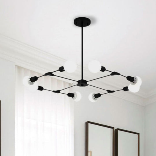 Metallic Black/Gold Chandelier: Modern 6/8 Light Industrial Ceiling Fixture For Bedroom