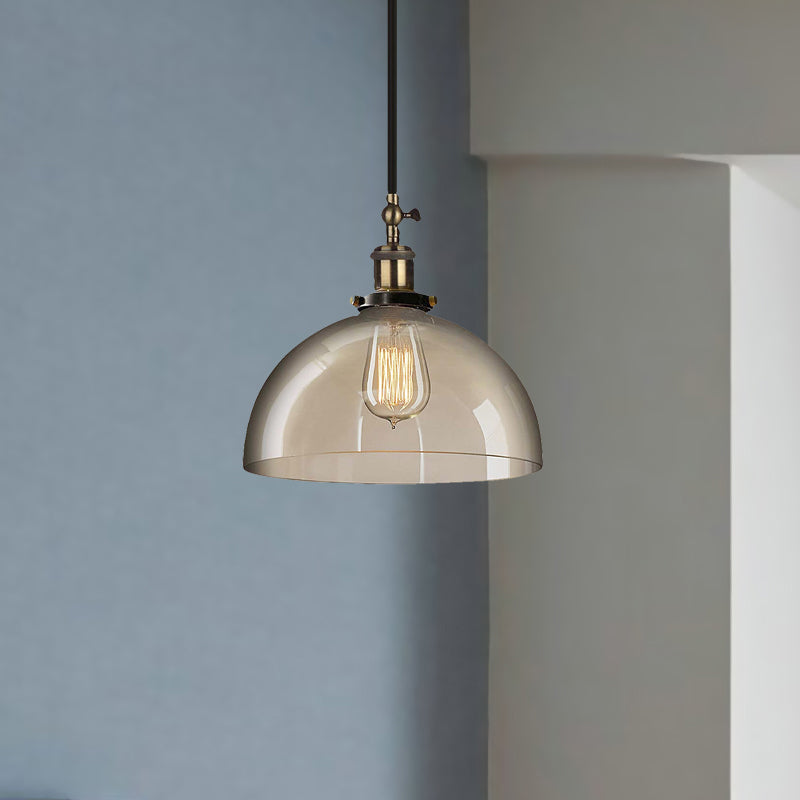 Brass Dome Pendant Ceiling Light with Clear Glass and 1 Light - Perfect for Dining Room