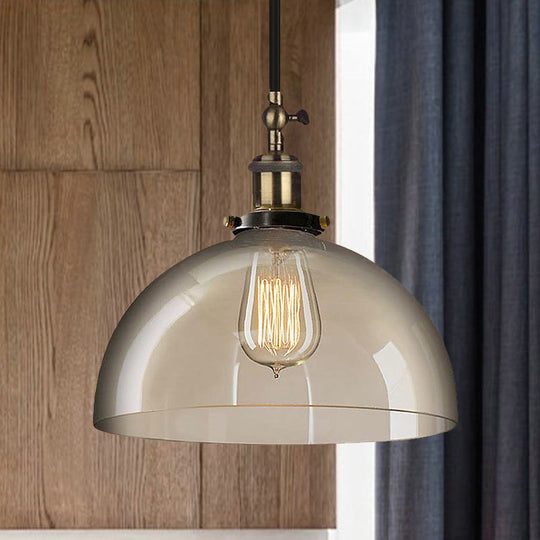 Brass Dome Pendant Ceiling Light with Clear Glass and 1 Light - Perfect for Dining Room