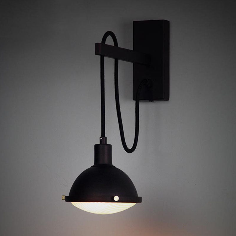 Farmhouse Bowl Shade Metallic Wall Mount Light - 1 Lighting In Black Perfect For Dining Room