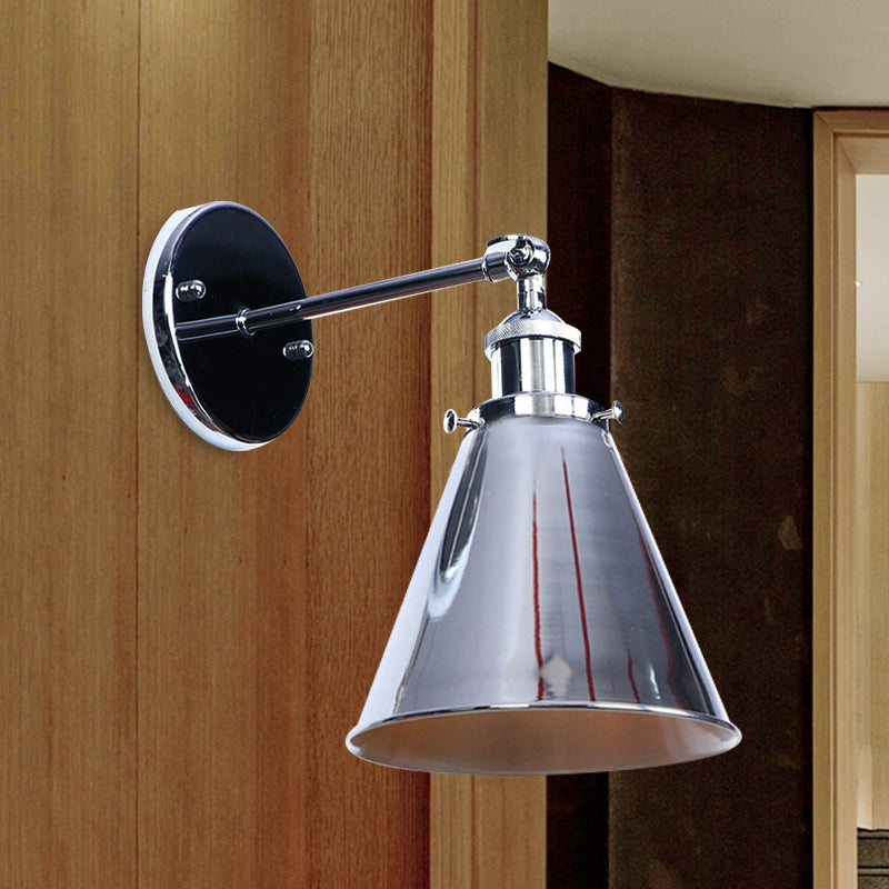 Industrial Style Conical Wall Mount Light For Living Room - Metallic Brass/Bronze Finish