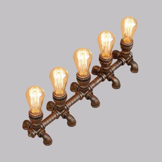 Industrial Metal Open Bulb Standing Table Light - Bronze Finish 2/3 Lights Coffee Shop Lighting With