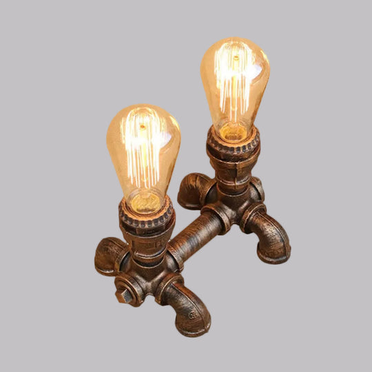 Industrial Metal Open Bulb Standing Table Light - Bronze Finish 2/3 Lights Coffee Shop Lighting With