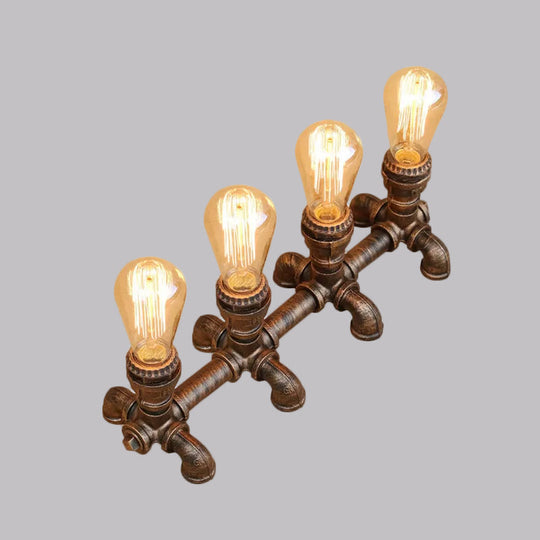 Industrial Metal Open Bulb Standing Table Light - Bronze Finish 2/3 Lights Coffee Shop Lighting With