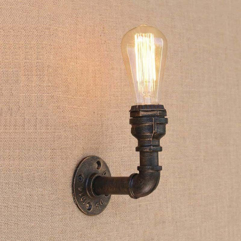 Curved Metal Wall Sconce Light With Industrial Style And Antique Bronze Finish For Bedroom