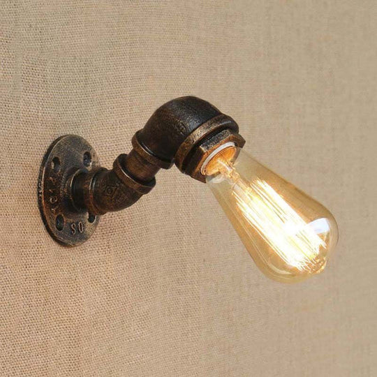 Rustic Copper/Bronze Wrought Iron Sconce Wall Light - Industrial Pipe Design Stairway Lighting (1