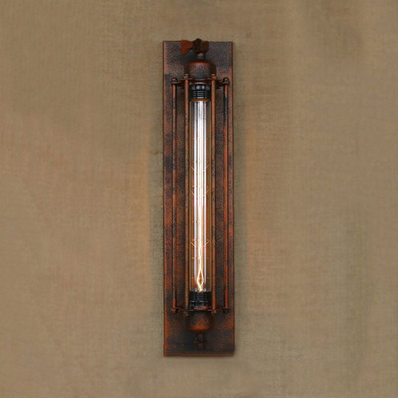 Industrial Black/Silver Metallic 1-Light Linear Wall Sconce - Sleek Wire Frame Design For Bedroom