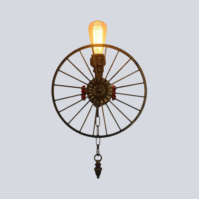 Industrial Style Wall Mount Light - Half Head Bare Bulb Silver/Bronze/Antique Brass Wrought Iron