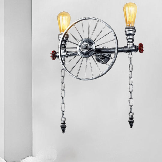 Industrial Style Wall Mount Light - Half Head Bare Bulb Silver/Bronze/Antique Brass Wrought Iron