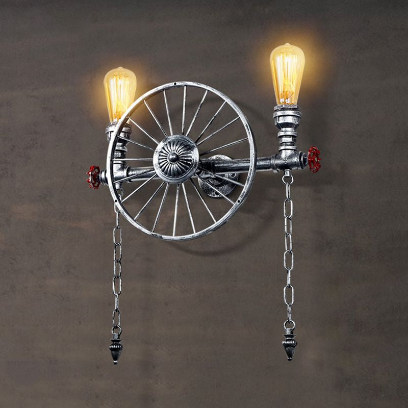 Industrial Style Wall Mount Light - Half Head Bare Bulb Silver/Bronze/Antique Brass Wrought Iron