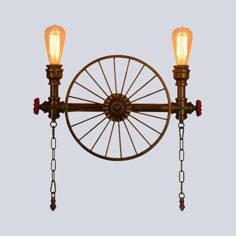 Industrial Style Wall Mount Light - Half Head Bare Bulb Silver/Bronze/Antique Brass Wrought Iron