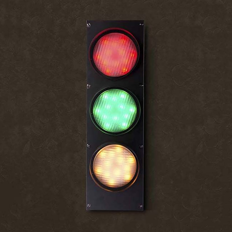 Industrial Led Wall Lighting - Creative Traffic Light Mount With 3 Black Lights Perfect For Bars