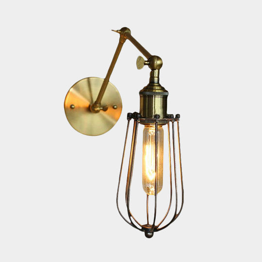 Swing Arm Industrial Sconce Light - Bathroom Metal Wall Lighting Fixture