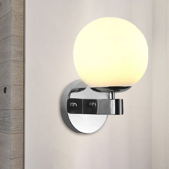 Industrial Wall Sconce With Opal Glass And 1 Light - Chrome/Gold Finish For Bedroom Lighting