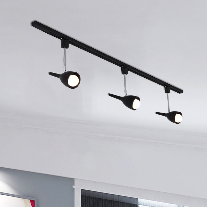 Industrial Stylish Bell Track Light - 3-Light Metallic Rotatable Semi Flush Mount Spotlight for Kitchen - Black/White