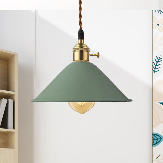 Industrial Style Conic Shade Ceiling Light With Gray/White/Pink Pendant Design