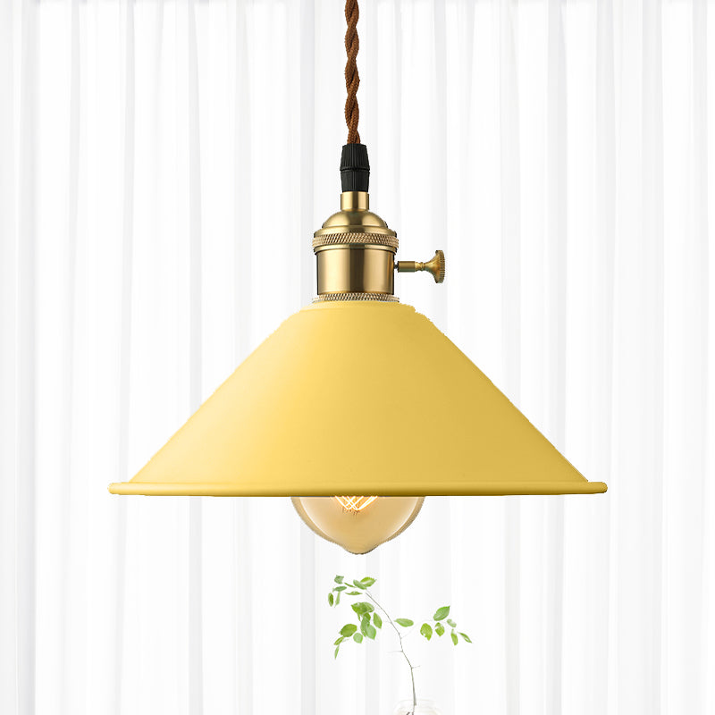 Industrial Style Conic Shade Ceiling Light With Gray/White/Pink Pendant Design