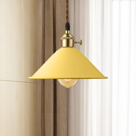 Industrial Style Conic Shade Ceiling Light With Gray/White/Pink Pendant Design