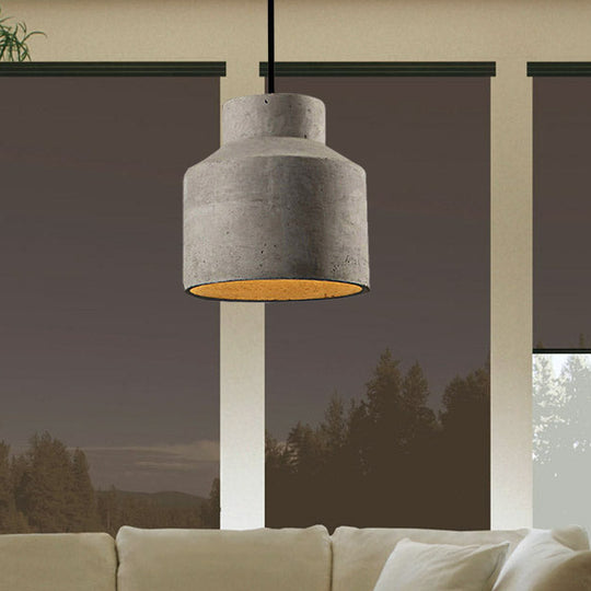 Adjustable Cord Industrial Pendant Lighting In Grey - 6.5/8.5/10.5 Diameter Barn/Cylinder/Dome Shape