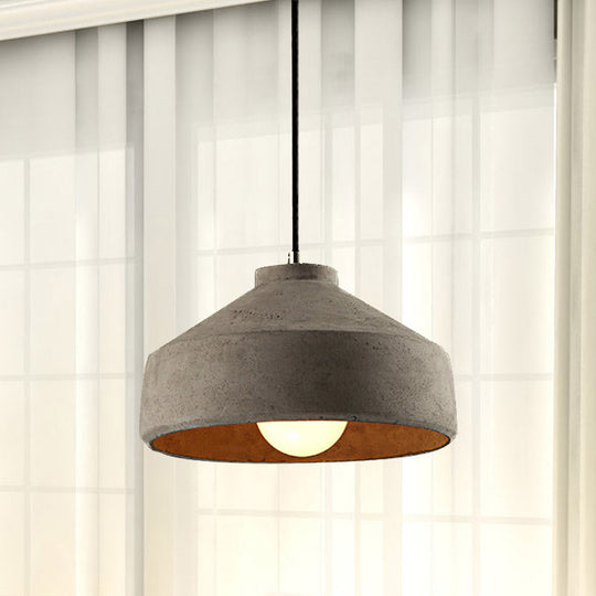 Adjustable Cord Industrial Pendant Lighting In Grey - 6.5/8.5/10.5 Diameter Barn/Cylinder/Dome Shape