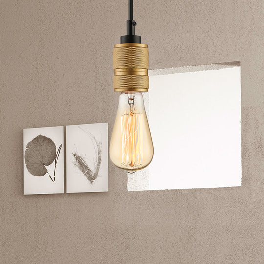 Open Bulb Retro Industrial Pendant Light - Gold, Adjustable Cord