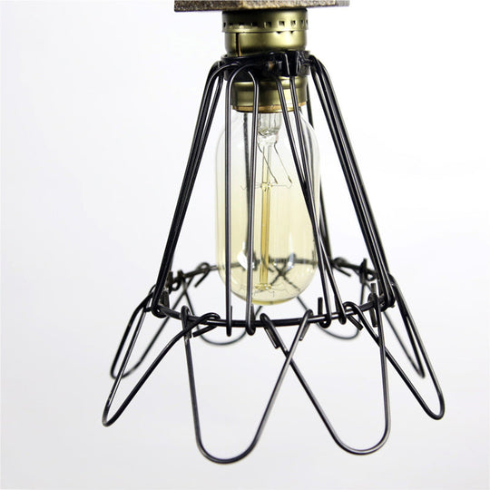 1-Bulb Industrial Wire Pendant Lighting with Red Valve - Bronze Ceiling Fixture