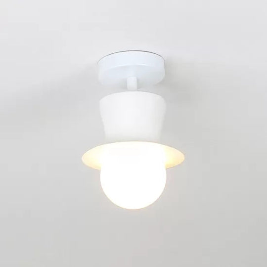 Mushroom Flush Mount Ceiling Light in White for Hallway Décor