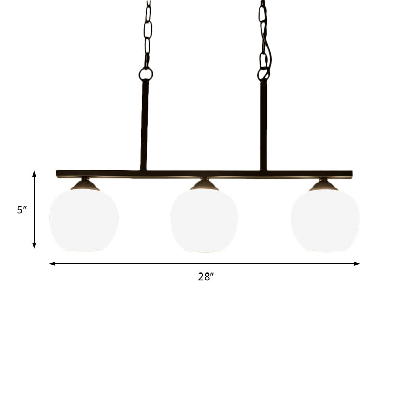 Industrial Pendant Lighting With Opal Glass Globe Shade - Black 3-Light Perfect For Dining Rooms