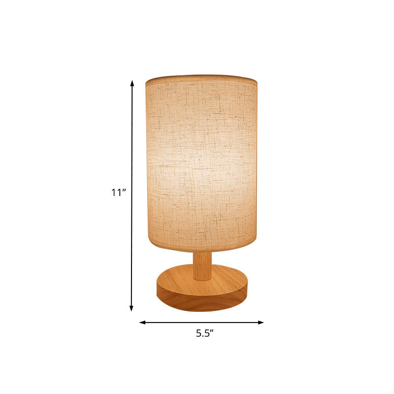 Retro-Style Bedroom Table Lamp: 1-Head White Light With Cylindrical Fabric Shade