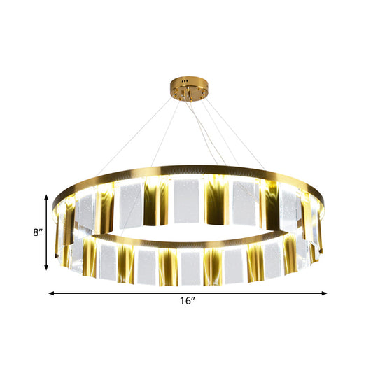 Contemporary Crystal LED Pendant Light - Round Drawing Room Ceiling Chandelier (Gold)