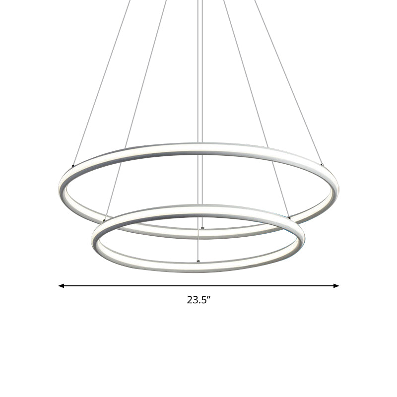 Simple Led Acrylic Ring Chandelier - Warm/White/Natural Light 1/2/3-Light Ceiling Pendant Fixture