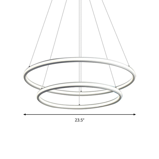 Simple Led Acrylic Ring Chandelier - Warm/White/Natural Light 1/2/3-Light Ceiling Pendant Fixture