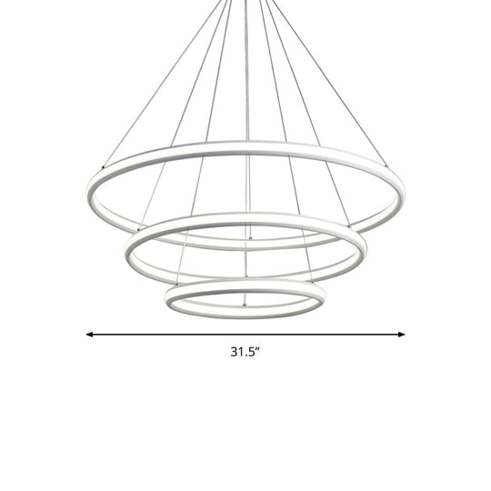 Simple Led Acrylic Ring Chandelier - Warm/White/Natural Light 1/2/3-Light Ceiling Pendant Fixture