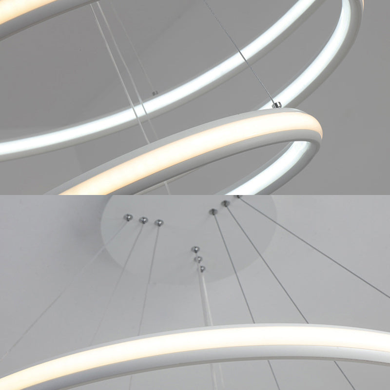 Simple Led Acrylic Ring Chandelier - Warm/White/Natural Light 1/2/3-Light Ceiling Pendant Fixture