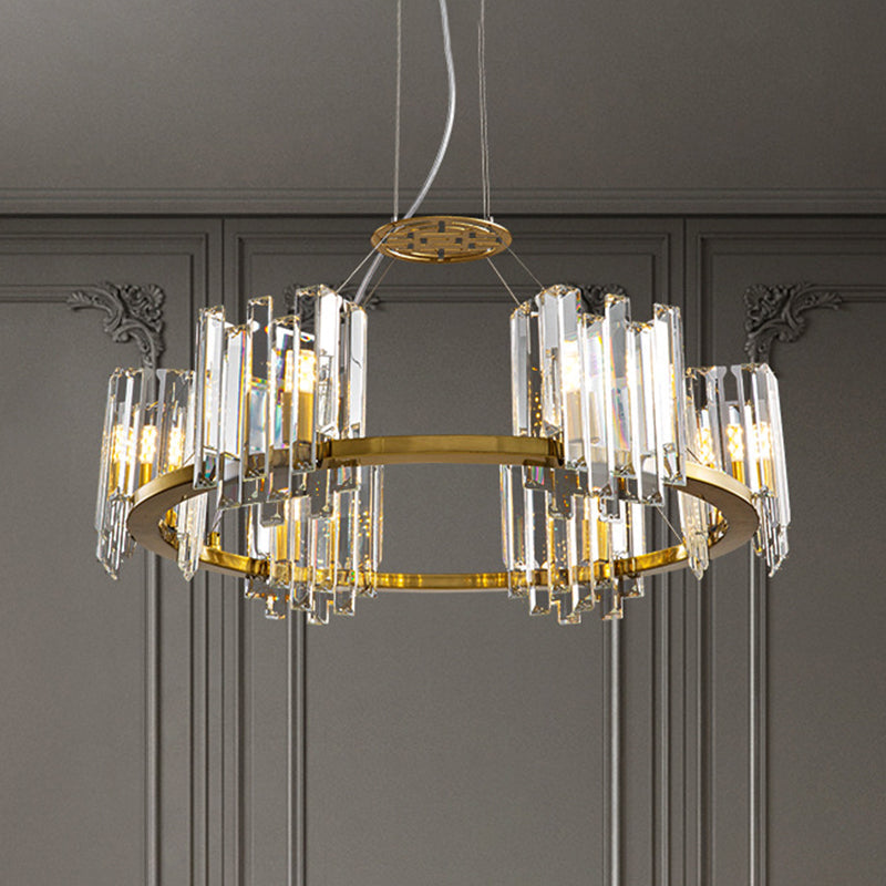 Gold Modern Crystal Cubic Ceiling Lamp with Annular Chandelier Design